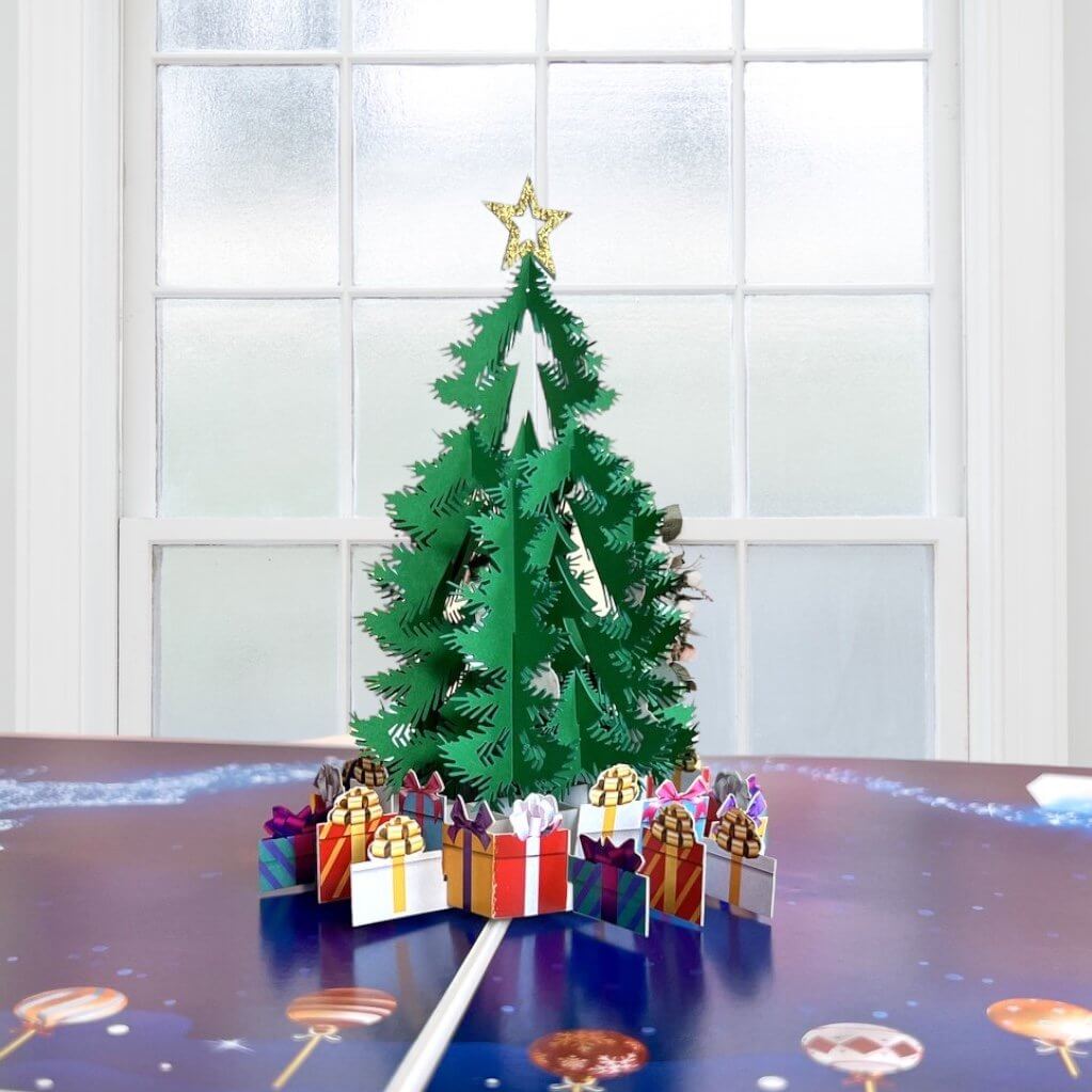 Handmade Christmas Tree with Present Pop Up Greeting Card