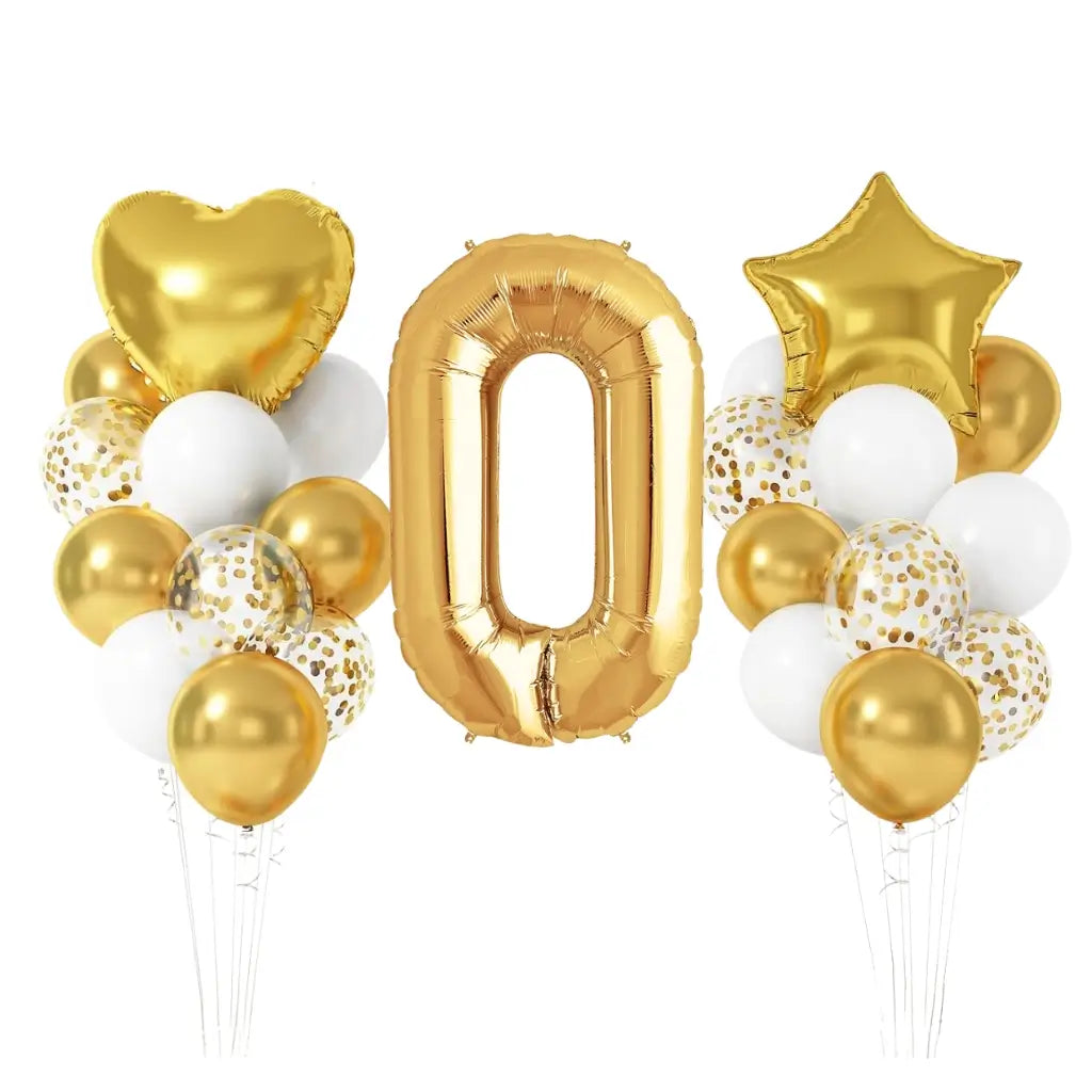 White Gold Confetti Birthday Balloon Bundle 23pk number 0