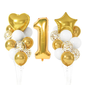 White Gold Confetti Birthday Balloon Bundle 23pk number 0