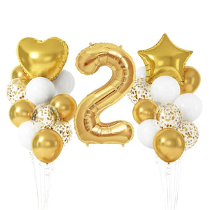 White Gold Confetti Birthday Balloon Bundle 23pk number 2