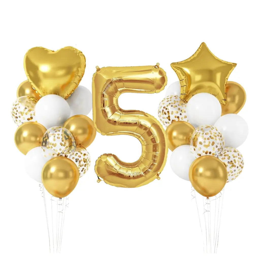 White Gold Confetti Birthday Balloon Bundle 23pk number 5