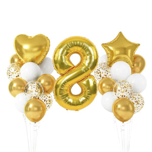 White Gold Confetti Birthday Balloon Bundle 23pk number 8