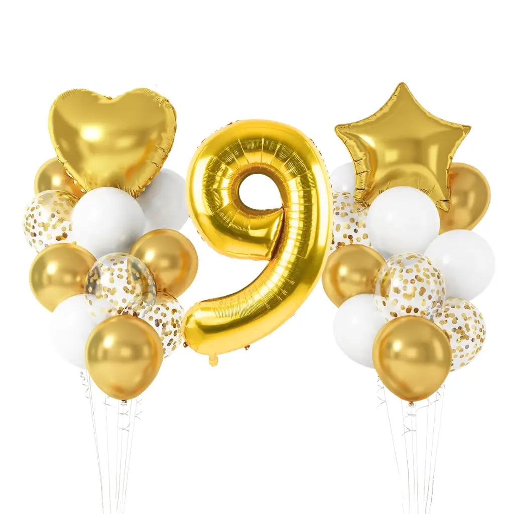 White Gold Confetti Birthday Balloon Bundle 23pk number 9