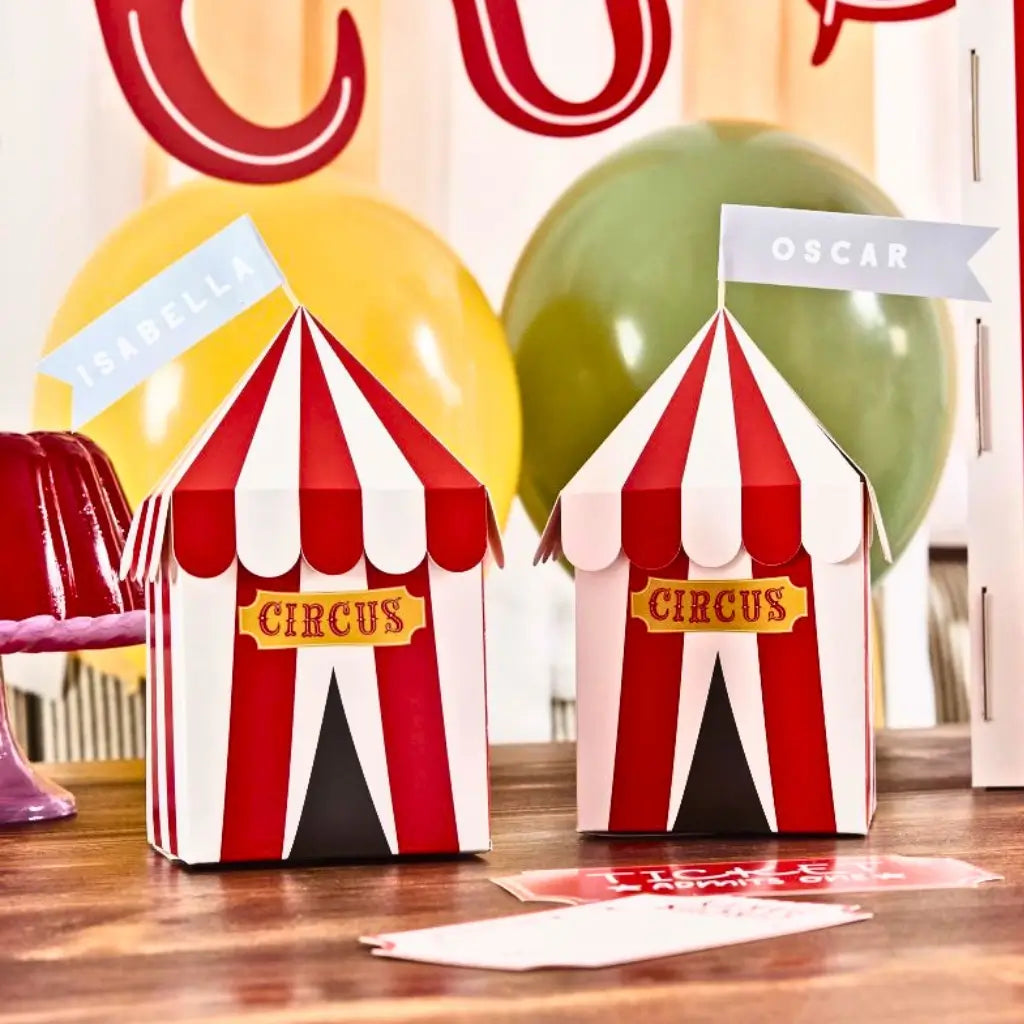 Circus party customisable favour boxes