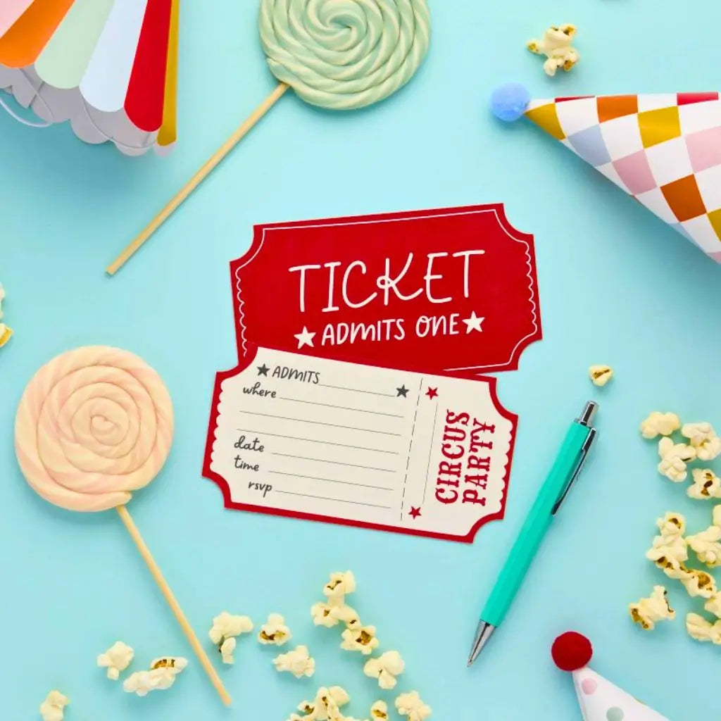 Circus Ticket Party Invitations – Carnival Birthday Invites
