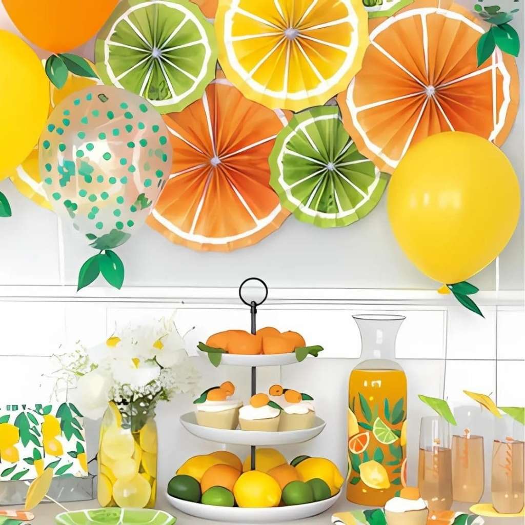Citrus Fruit Paper Fans 3pk