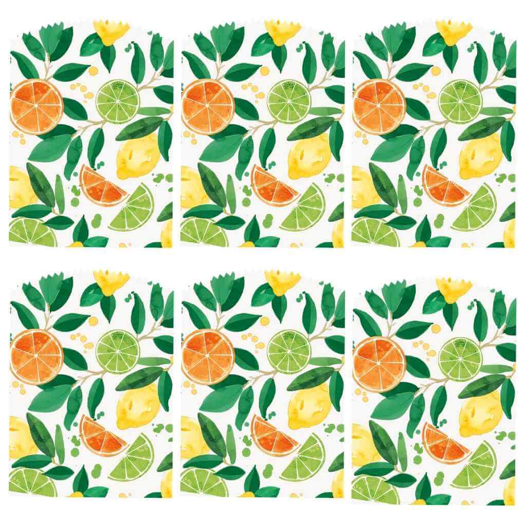 Citrus Fruit Paper Treat Bags with Stickers – 6 Pack