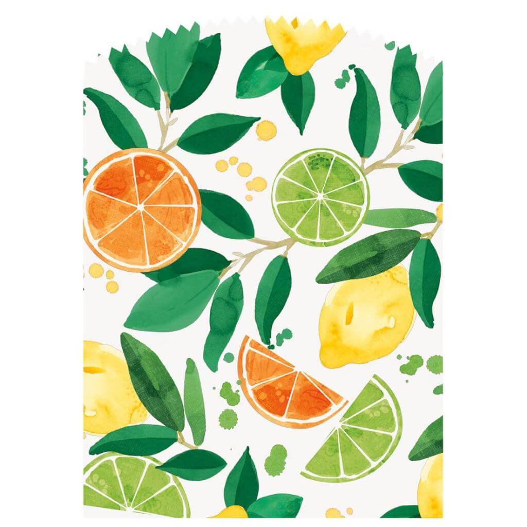 Citrus Fruit Paper Treat Bags with Stickers – 6 Pack