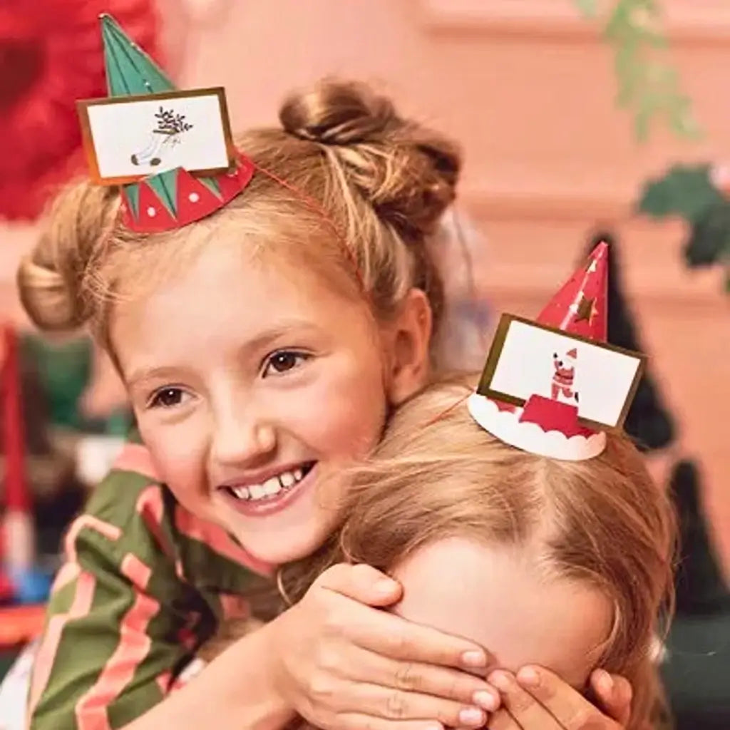 Classic Christmas Guessing Game with elf hats and 40 cards, perfect for family holiday fun