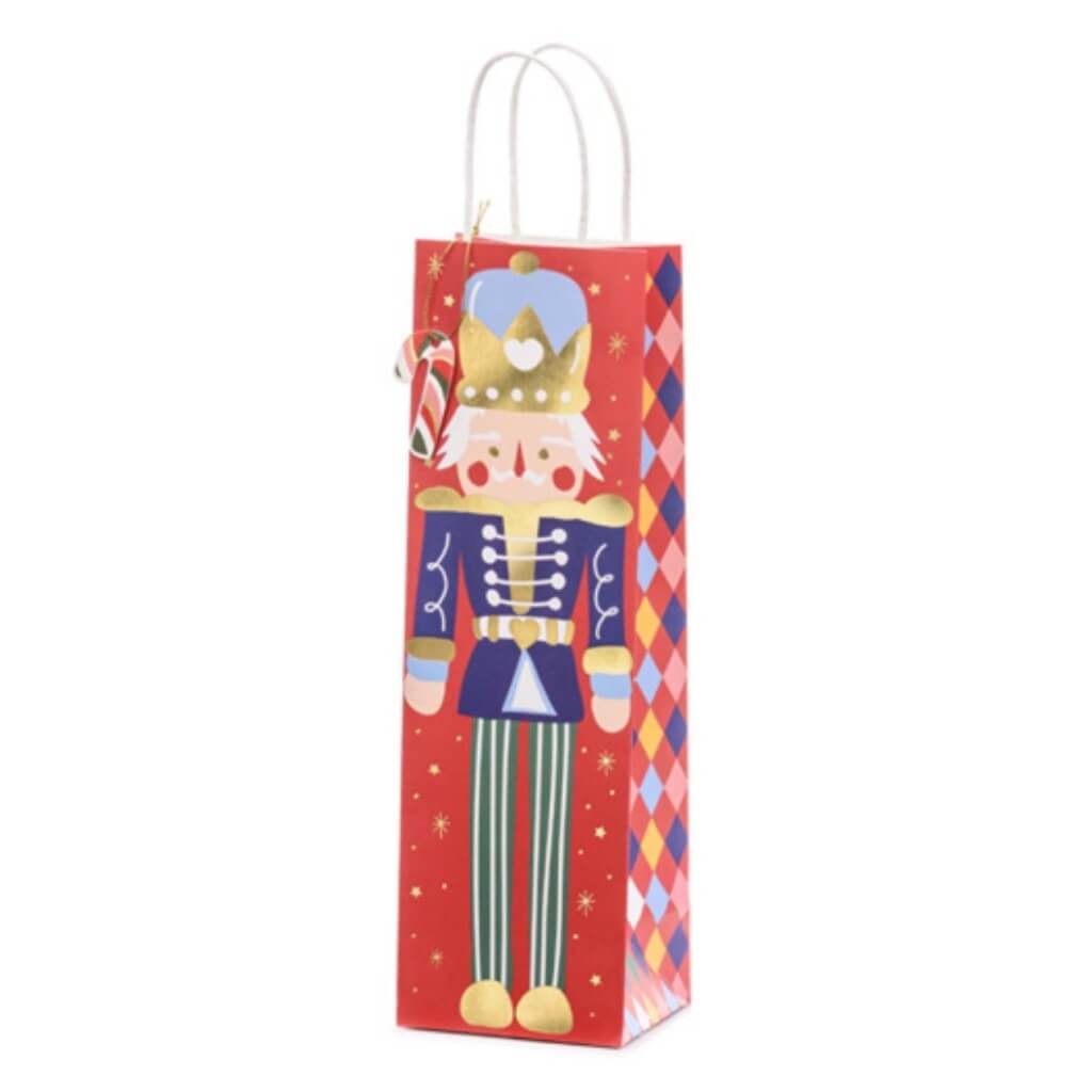 Classic Christmas Nutcracker bottle bag for wine gifts