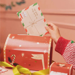 DIY Classic Christmas Santa Mailbox with 5 letters and 5 envelopes, 14x22x13cm, holiday craft kit for kids