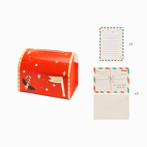 DIY Classic Christmas Santa Mailbox with 5 letters and 5 envelopes, 14x22x13cm, holiday craft kit for kids