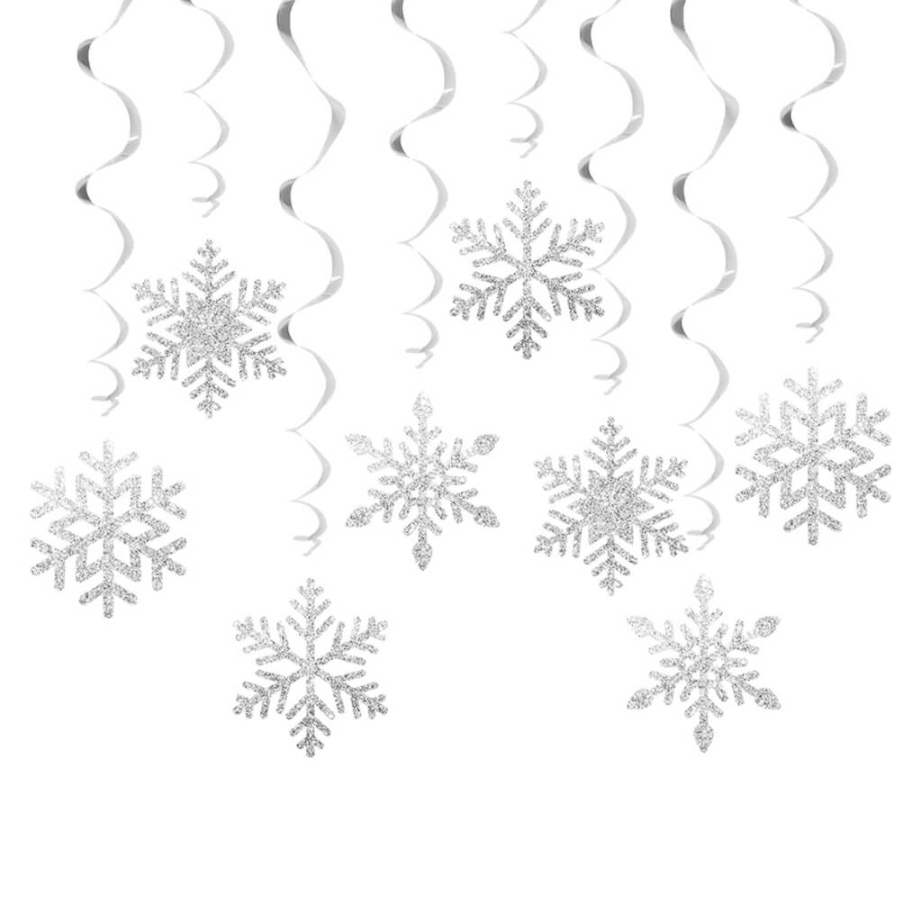 Clear Snowflake Hanging Spiral Swirls 8pk christmas decorations