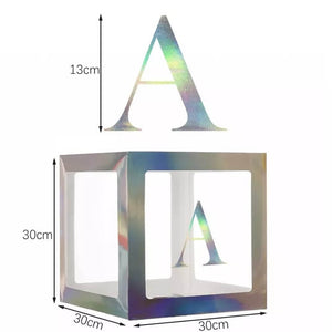 Laser Silver Balloon Cube Box with Letter 