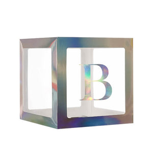 Laser Silver Balloon Cube Box with Letter B