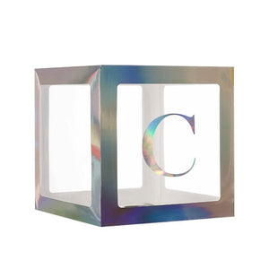 Laser Silver Balloon Cube Box with Letter C