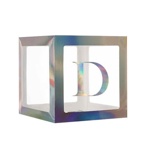 Laser Silver Balloon Cube Box with Letter D