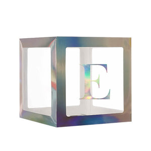 Laser Silver Balloon Cube Box with Letter E