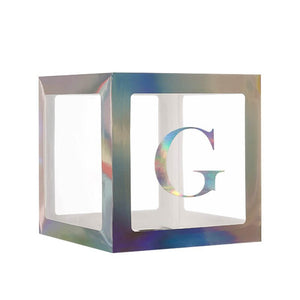 Laser Silver Balloon Cube Box with Letter G