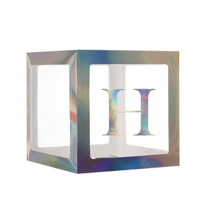 Laser Silver Balloon Cube Box with Letter H