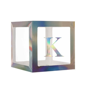 Laser Silver Balloon Cube Box with Letter K