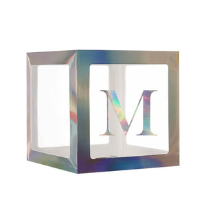 Laser Silver Balloon Cube Box with Letter M