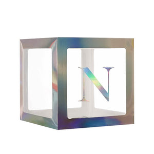 Laser Silver Balloon Cube Box with Letter N