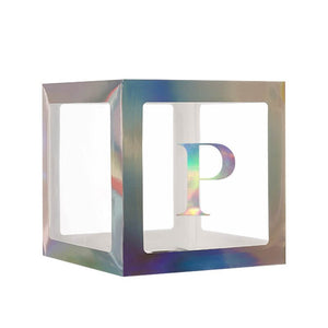 Laser Silver Balloon Cube Box with Letter P