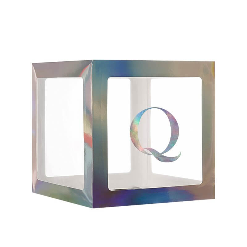 Laser Silver Balloon Cube Box with Letter Q