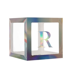 Laser Silver Balloon Cube Box with Letter R