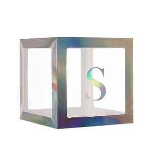 Laser Silver Balloon Cube Box with Letter S