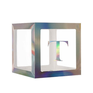 Laser Silver Balloon Cube Box with Letter T