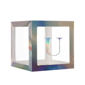 Laser Silver Balloon Cube Box with Letter U