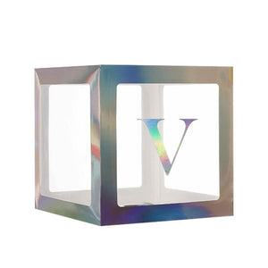 Laser Silver Balloon Cube Box with Letter V