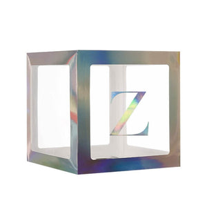 Laser Silver Balloon Cube Box with Letter Z