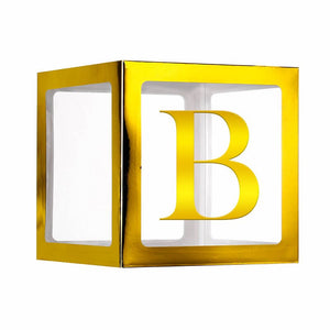 Metallic Gold Balloon Cube Box with Letter B