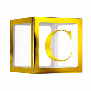 Metallic Gold Balloon Cube Box with Letter C