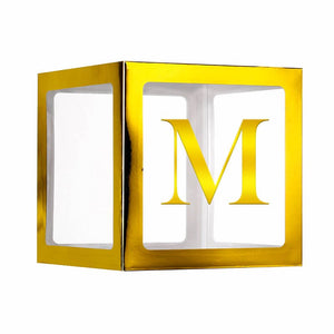 Metallic Gold Balloon Cube Box with Letter M