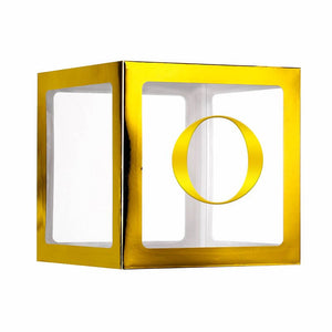 Metallic Gold Balloon Cube Box with Letter O