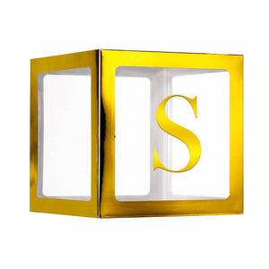 Metallic Gold Balloon Cube Box with Letter S