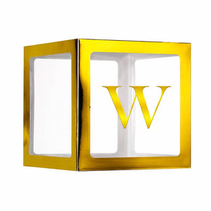 Metallic Gold Balloon Cube Box with Letter W