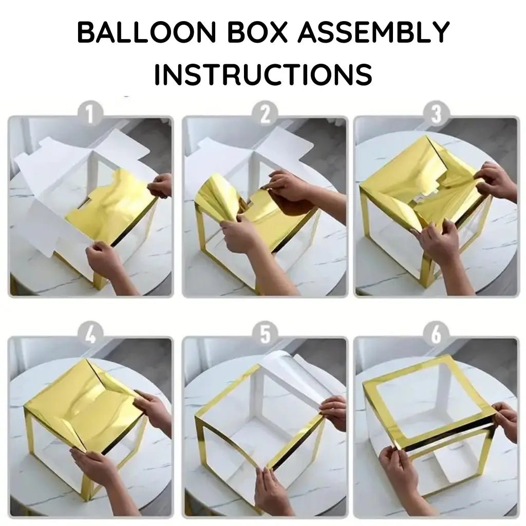 Metallic Gold Balloon Cube Box with Letter A TO Z  aseembly instructions