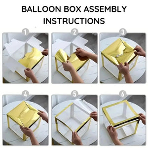 Metallic Gold Balloon Cube Box with Letter A TO Z  aseembly instructions