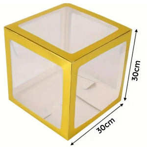 Metallic Gold Balloon Cube Box with Letter A to Z dimensions