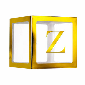 Metallic Gold Balloon Cube Box with Letter Z