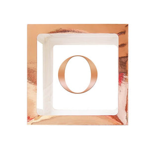 Metallic Rose Gold Balloon Cube Box with Letter O