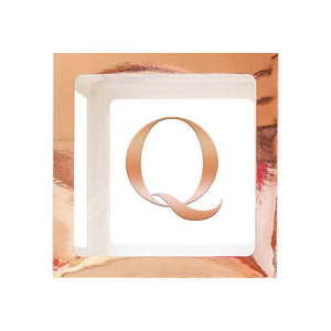 Metallic Rose Gold Balloon Cube Box with Letter Q