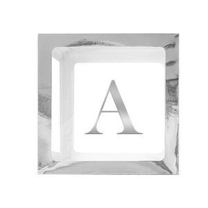 Metallic Silver Balloon Cube Box with Letter A