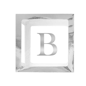 Metallic Silver Balloon Cube Box with Letter B