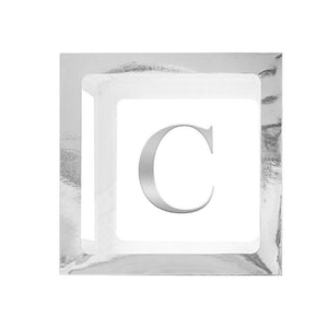 Metallic Silver Balloon Cube Box with Letter C